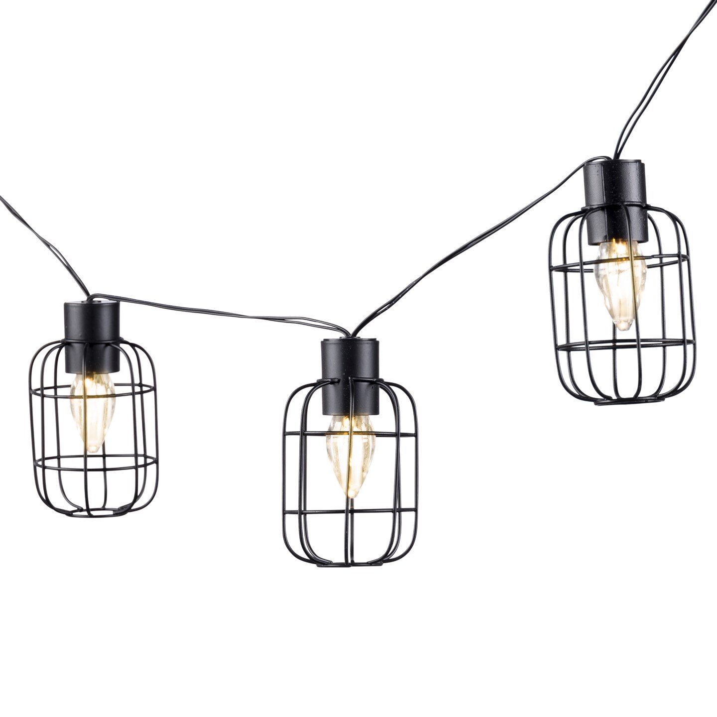 Contemporary Home Living LED Solar Lighted Cube Cage Outdoor String Lights - 6&#x27; - Black