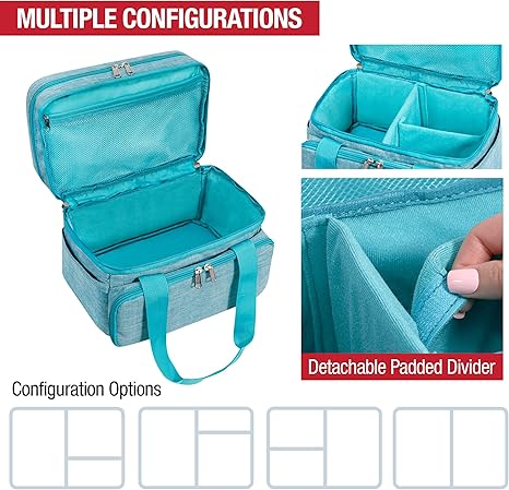 Sewing Accessories Organizer (Bag Only) &#x2013; Double Layer Portable Sewing Storage Bag | 2 Detachable Pouches and 18 Compartments, Large Sewing Supplies &#x26; Crafting Carry-all (Teal)