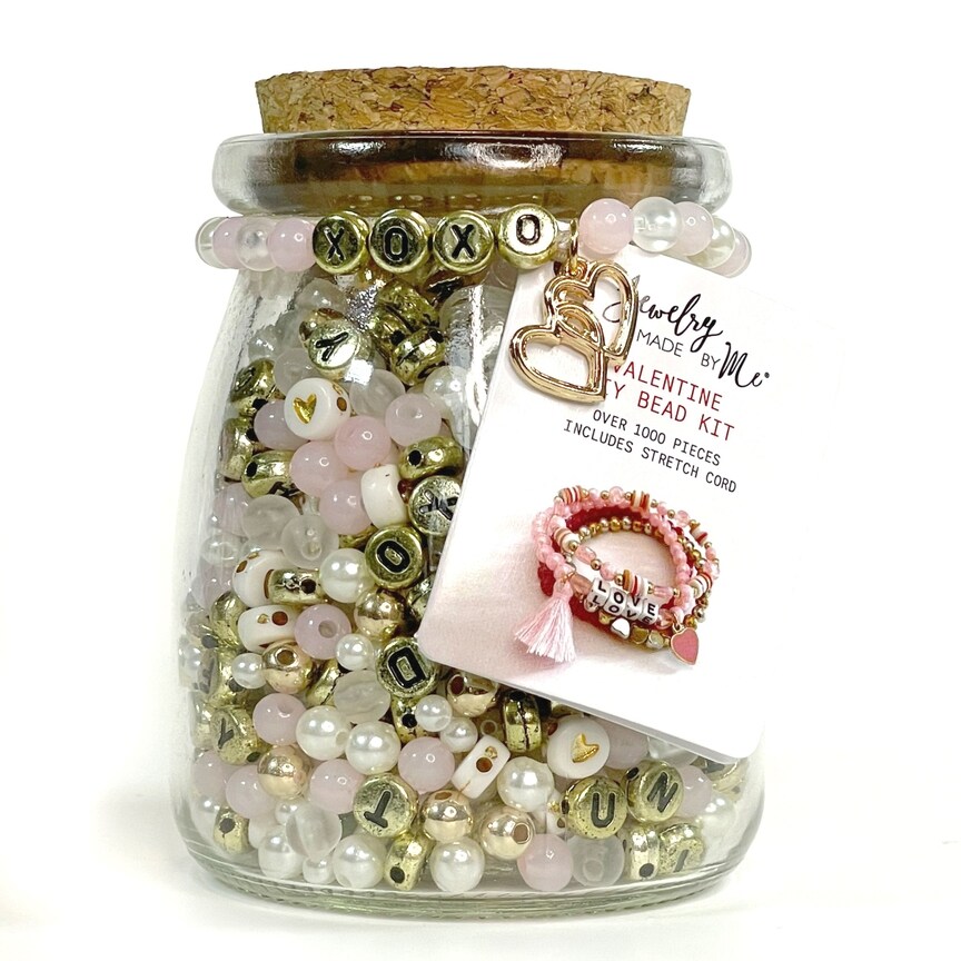 Xoxo Gold &#x26; White Jar Diy Bead Kit