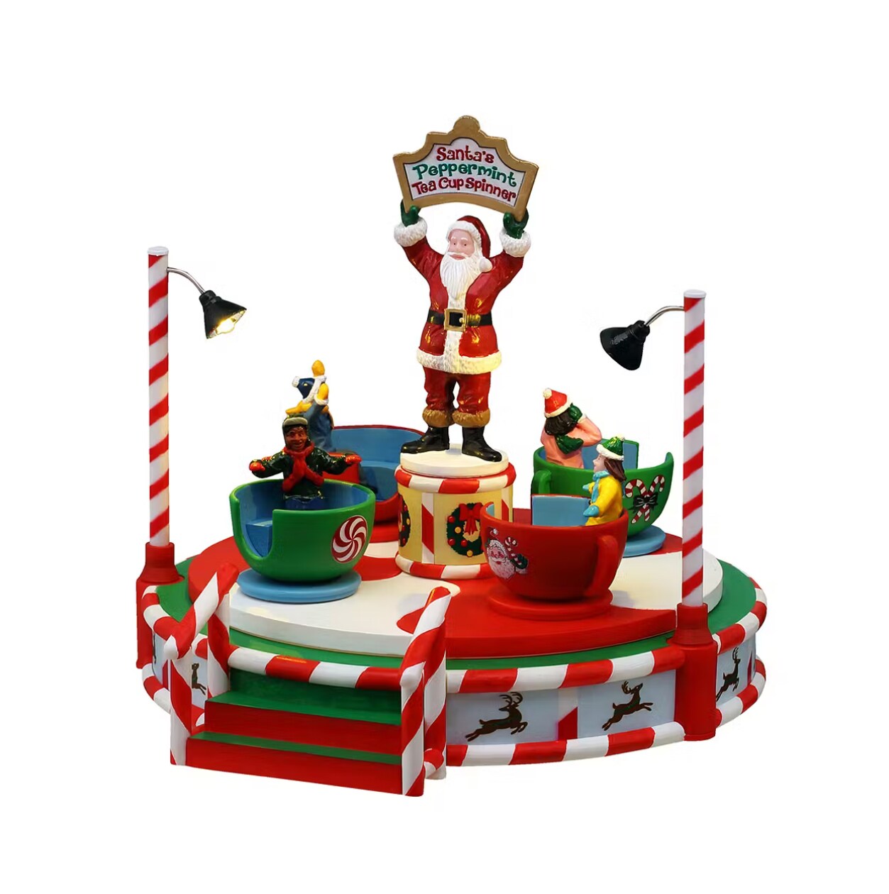 Santa&#x27;s Peppermint Teacup Spinner - Lemax Carnival
