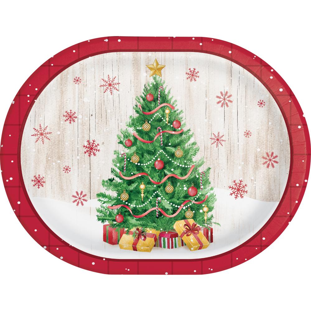 Vintage Christmas Oval Platter (8/Pkg)