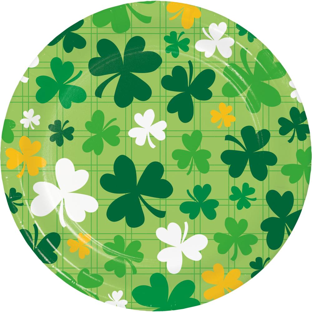Shamrock &#x26; Roll Paper 7&#x22; Dessert Plate (8/Pkg)