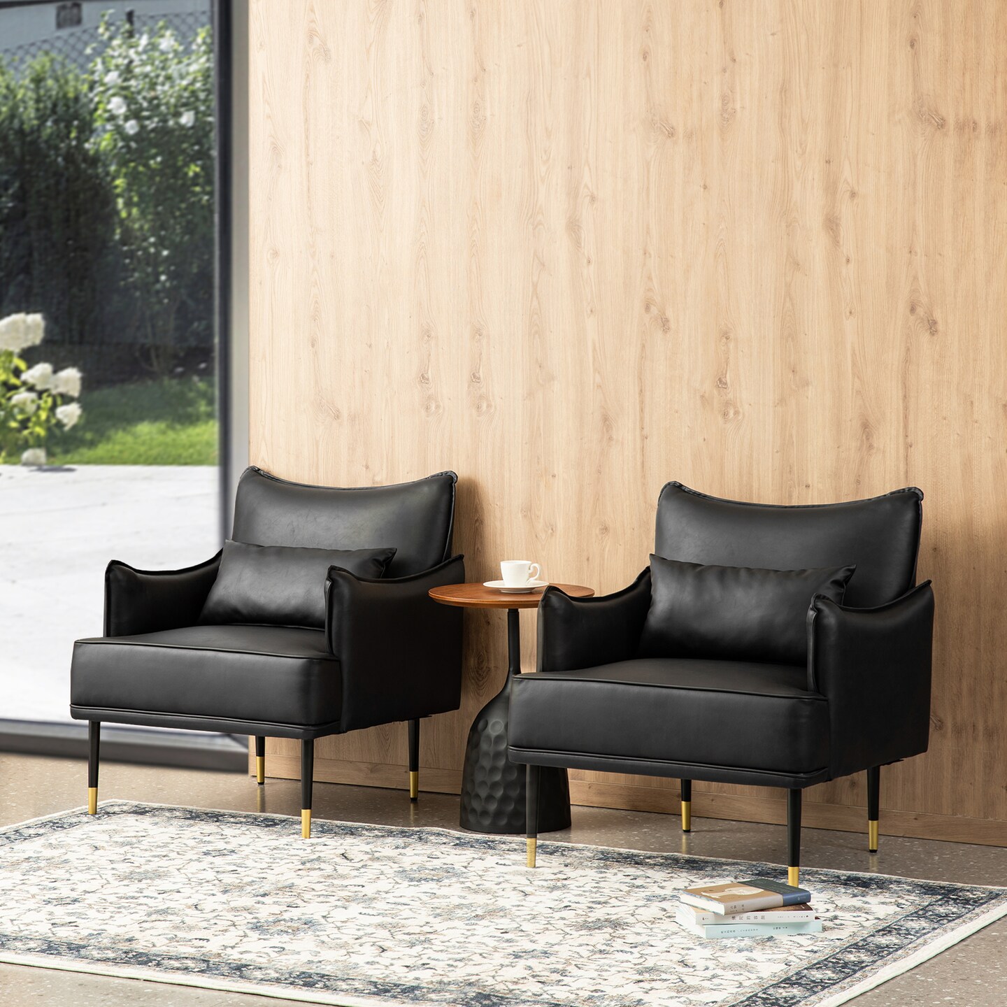 29.5"W Mid-Century Modern Leatherette Armchair With Side Pocket