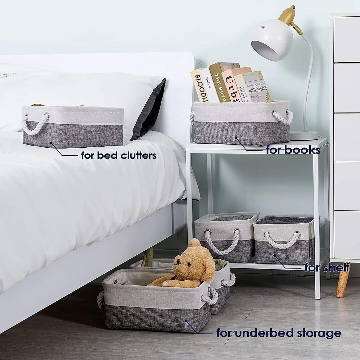 Storage Baskets for Shelf 6 Pack Canvas Storage Basket with Handles