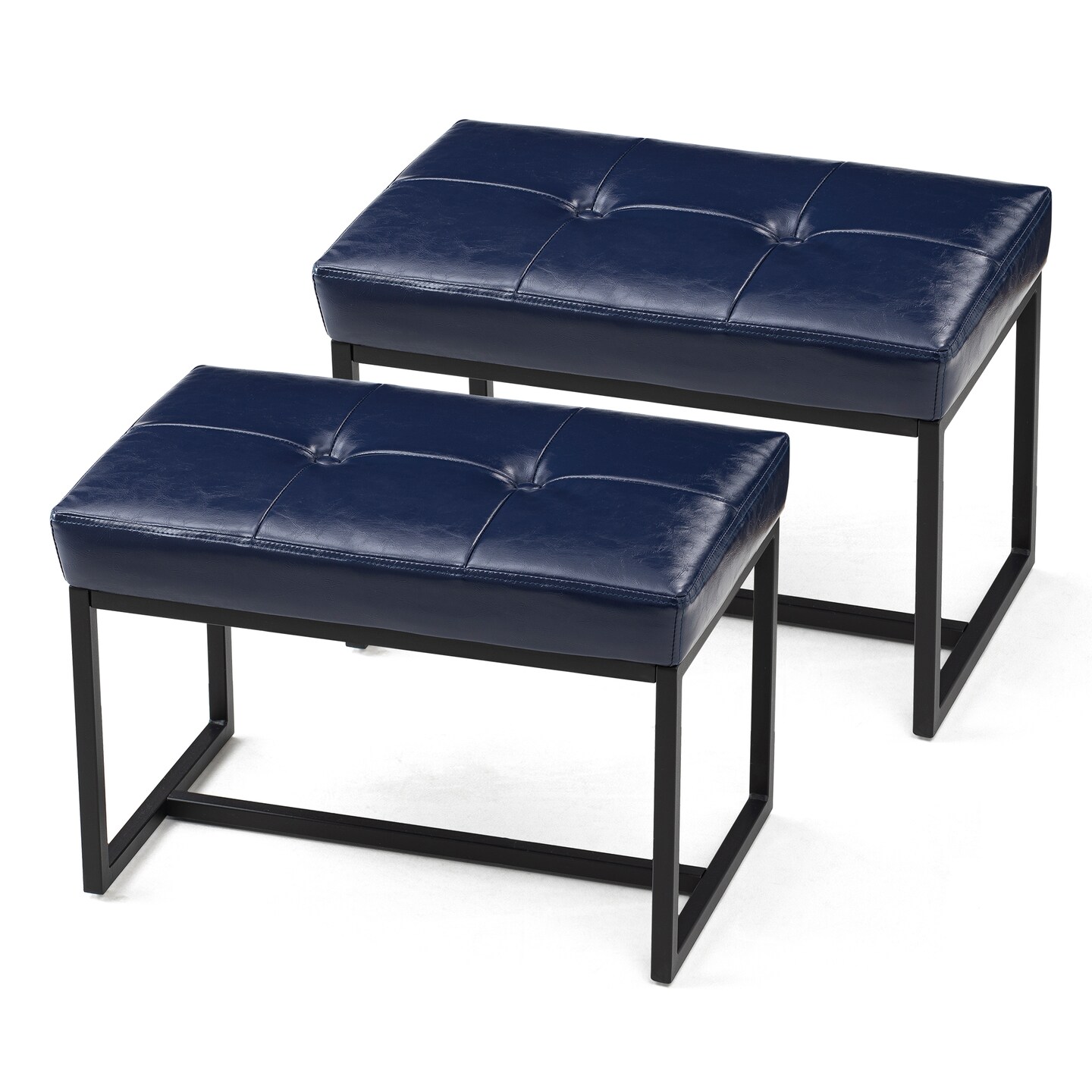 24&#x22;W Modern PU Leather Button-tufted Ottoman Foot Stool