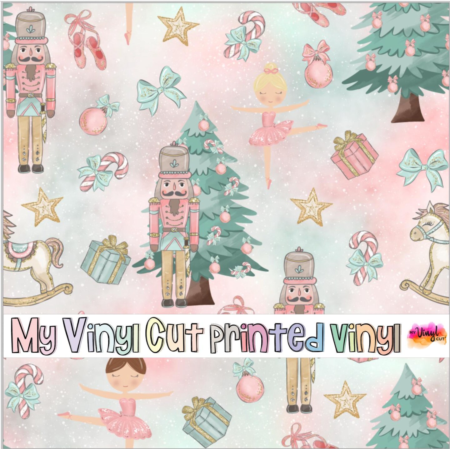 12 x 12 inch Sheet of Printed Vinyl or HTV in the Nutcracker Pattern ...
