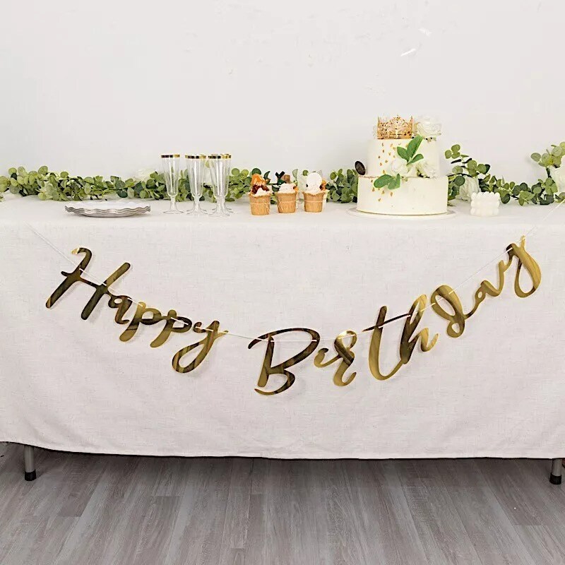 10 feet Gold Metallic Happy Birthday Paper Hanging Party GARLAND Events Supplies