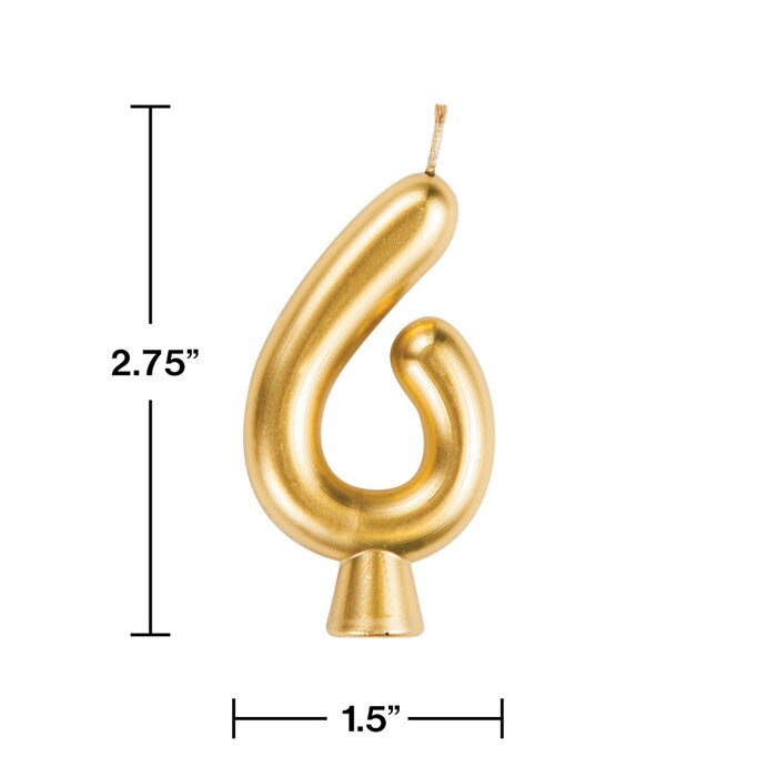 Bulk Pack of 3 Gold 6 Candles