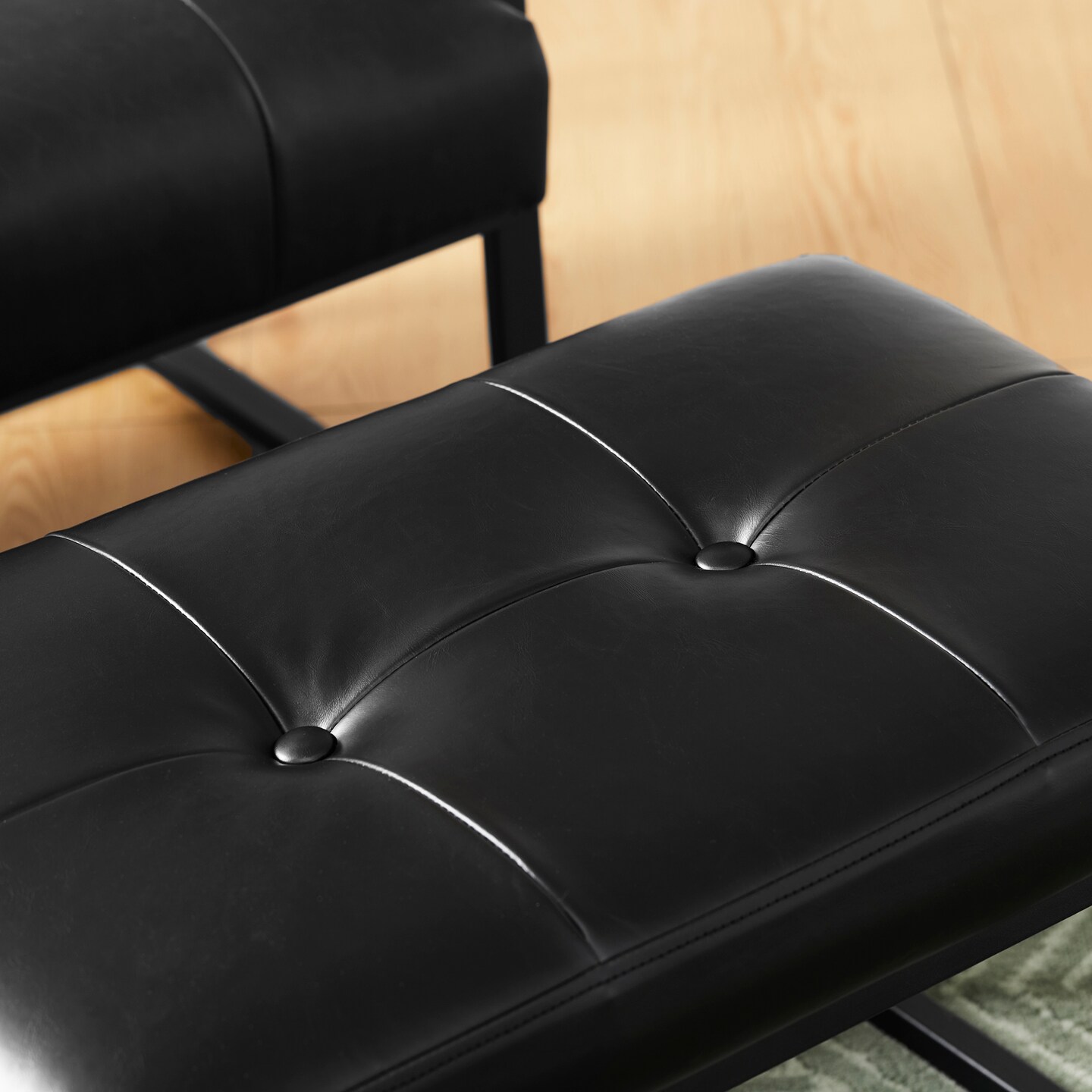 24&#x22;W Modern PU Leather Button-tufted Ottoman Foot Stool
