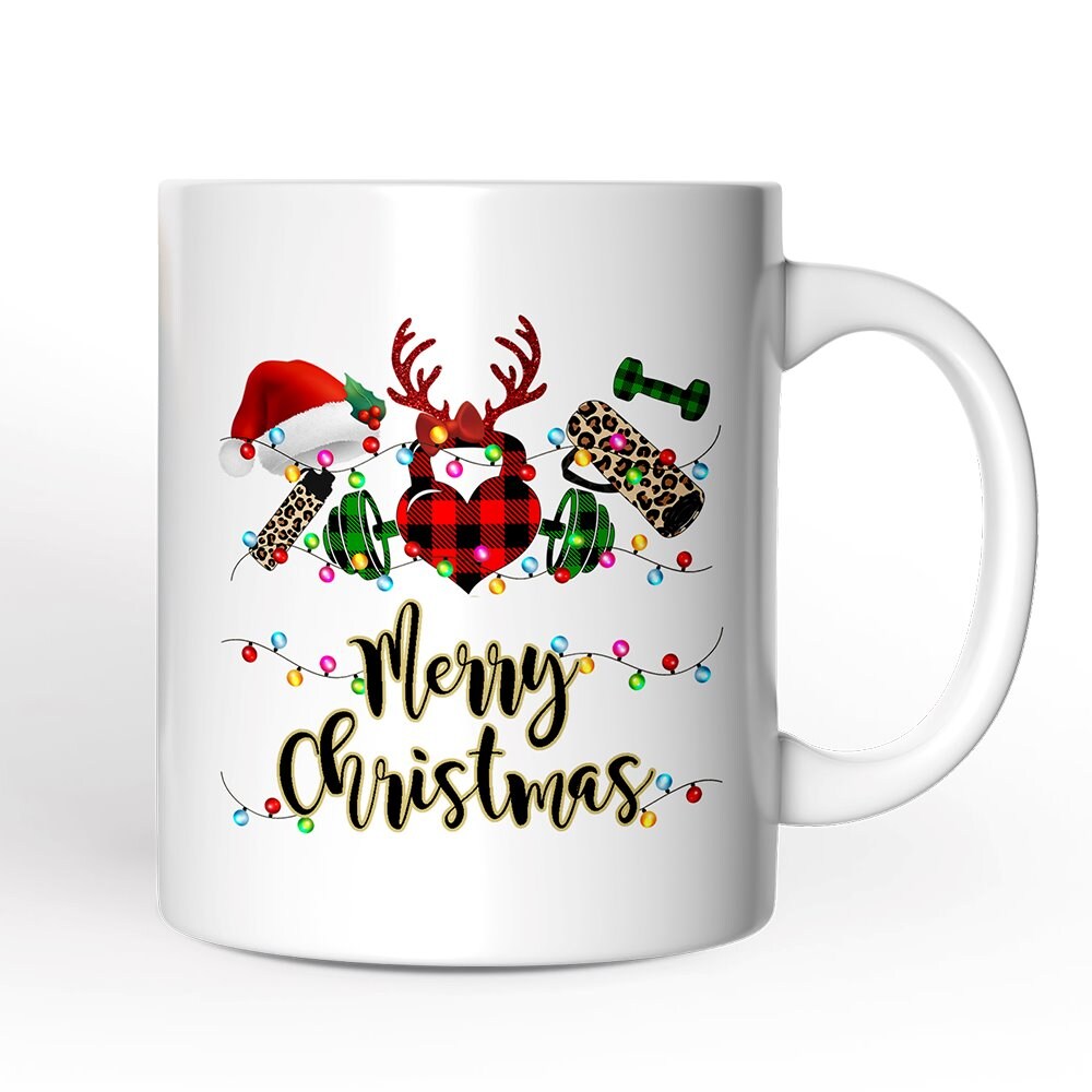 Gym Buffalo Plaid Christmas Mug, Personal Trainer Gift