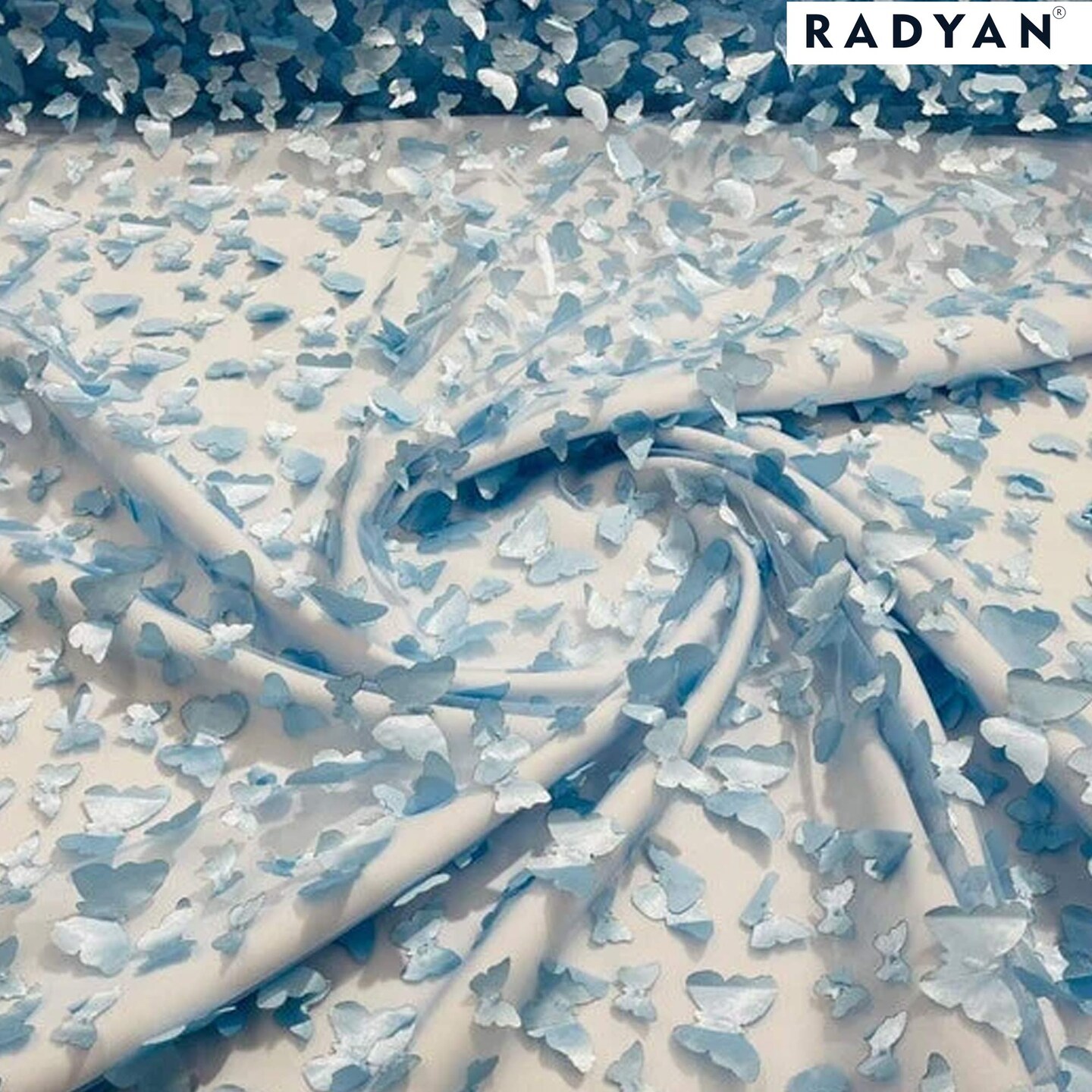 1 Yard 3D Butterfly Embroidered Satin Lace Polyester Fabric Elegant Material 60 Inch Width