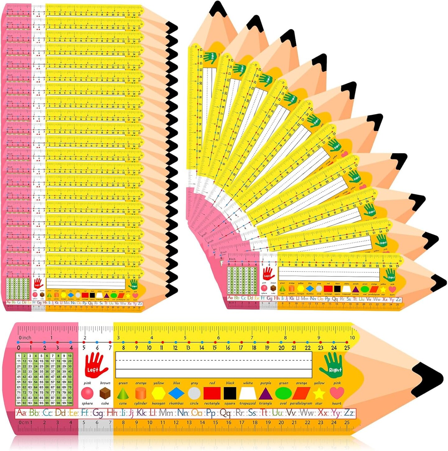 108 Pcs Pencil Desk Name Tags for Classroom with Alphabet (Yellow, Blue, and Red) 	12.99 x 3.15 inch