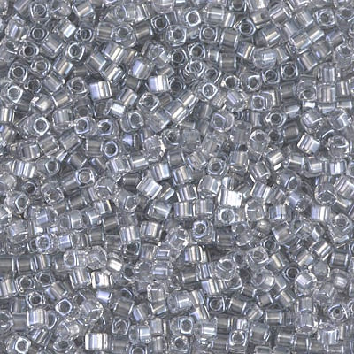 Miyuki 1.8mm Cube, Sparkling Pewter Lined Crystal, #242, 10 grams