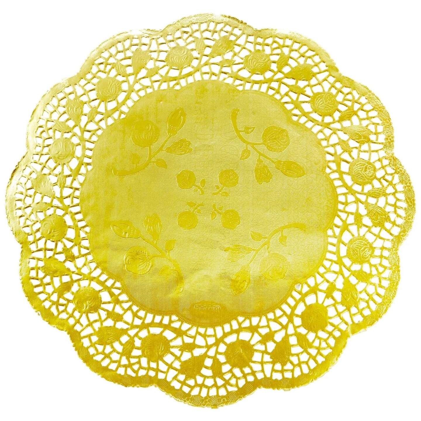 100 Pack 12 Inch Gold Doilies, Round Paper Placemats for Weddings, Desserts
