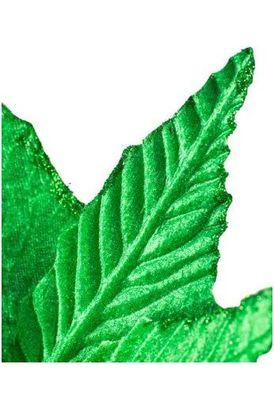 15&#x22; Velvet Poinsettia Pick: Green