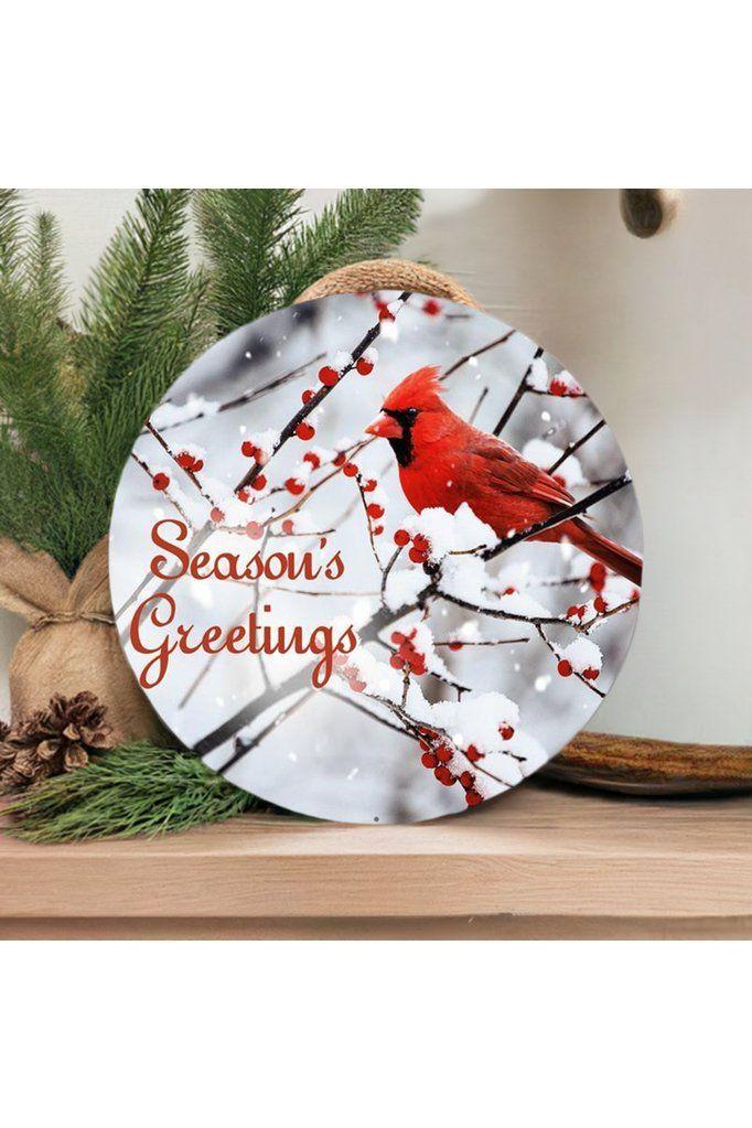 12&#x22; Red Christmas Cardinal Season&#x27;s Greeting Sign