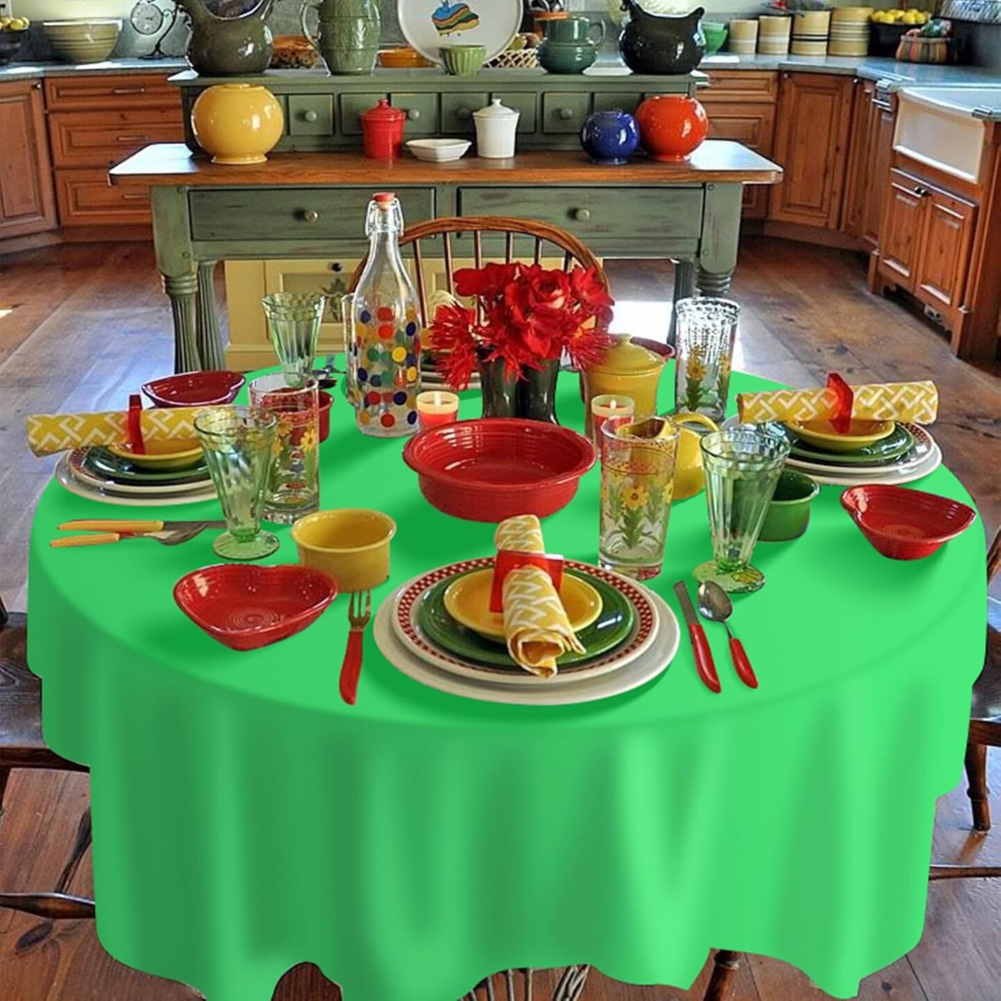 12 Pcs Round Cinco De Mayo Fiesta Tablecloths, Plastic Fiesta Table Cloth Multi Colored Disposable Round Table Covers for Taco Night,Dia De Los Muertos, Mexican Themed Party Decorations, 84 Inch