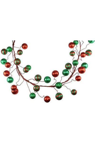 5&#x27; Glitter Ball Garland: Red/Emerald Green
