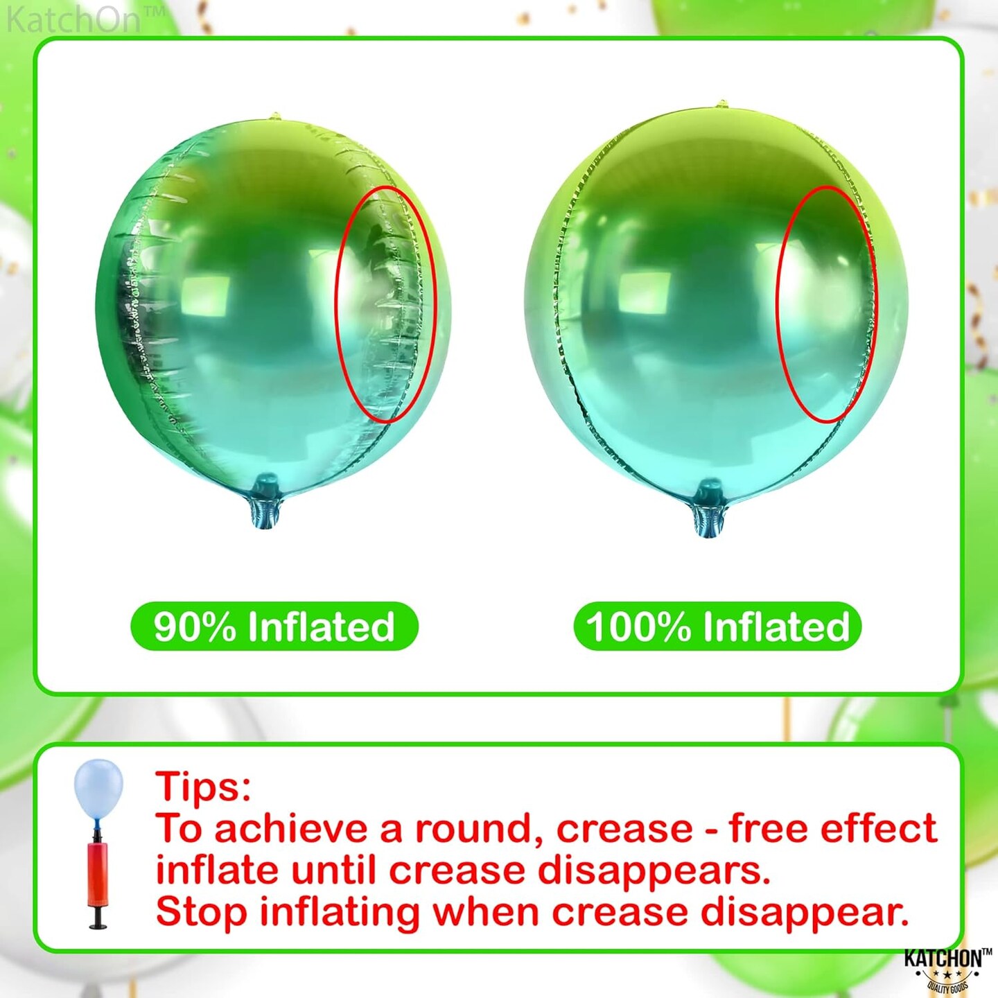 Big Gradient Green Mylar Balloons - 22 Inch, Pack of 6 | 4D Green Foil Balloons | St Patricks Day Balloons