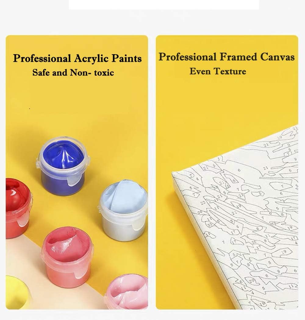 Paint by Numbers for Adults &#x26; Kids Easy for Beginner Kits Wooden Framed Canvas Flowers Painting Large Boards Color Acrylic Paint DIY Art Crafts