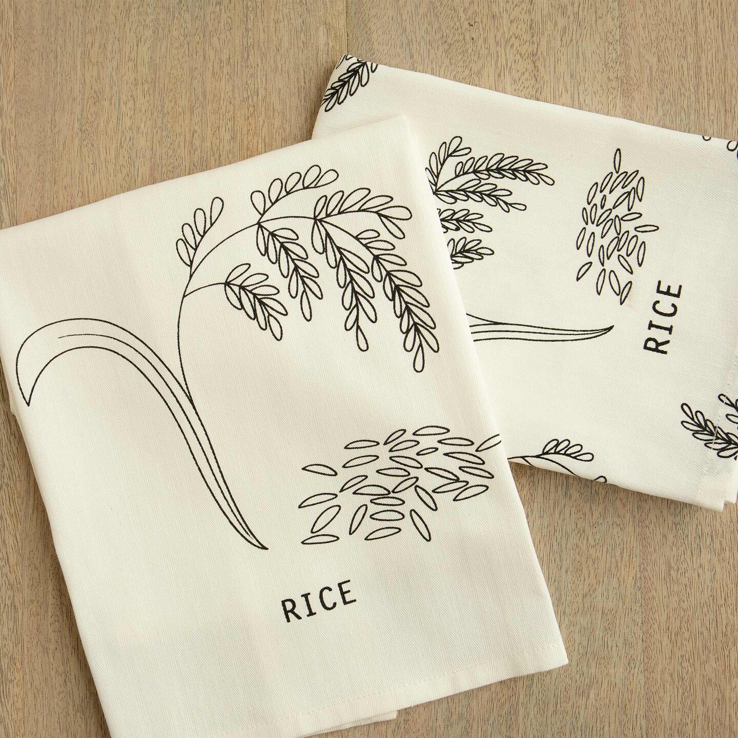 Rice Dish Cloth Printed Flour Dish Cotton Towel - Set of 2 - Premium Kitchen Towels &#x26; Napkins