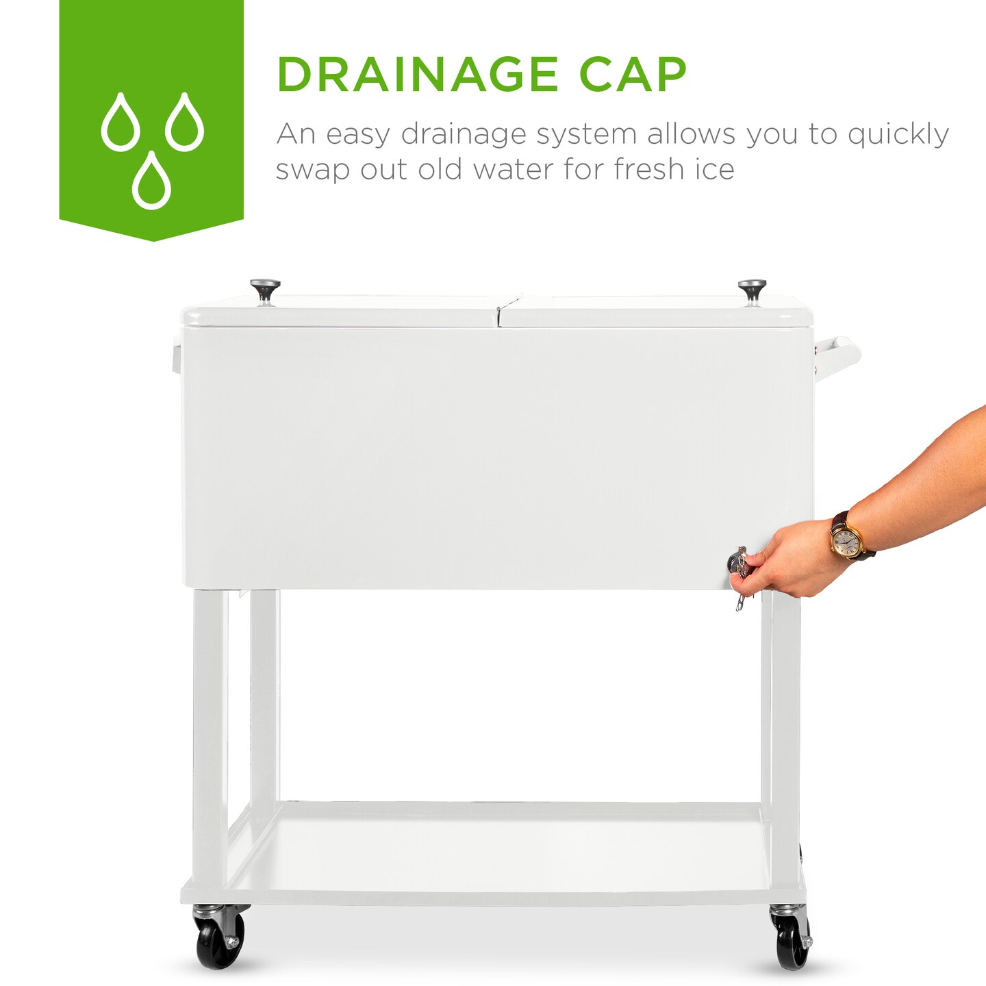 Best Choice Products 80qt Steel Rolling Cooler Cart w/ Bottle Opener, Catch Tray, Drain Plug, Locking Wheels
