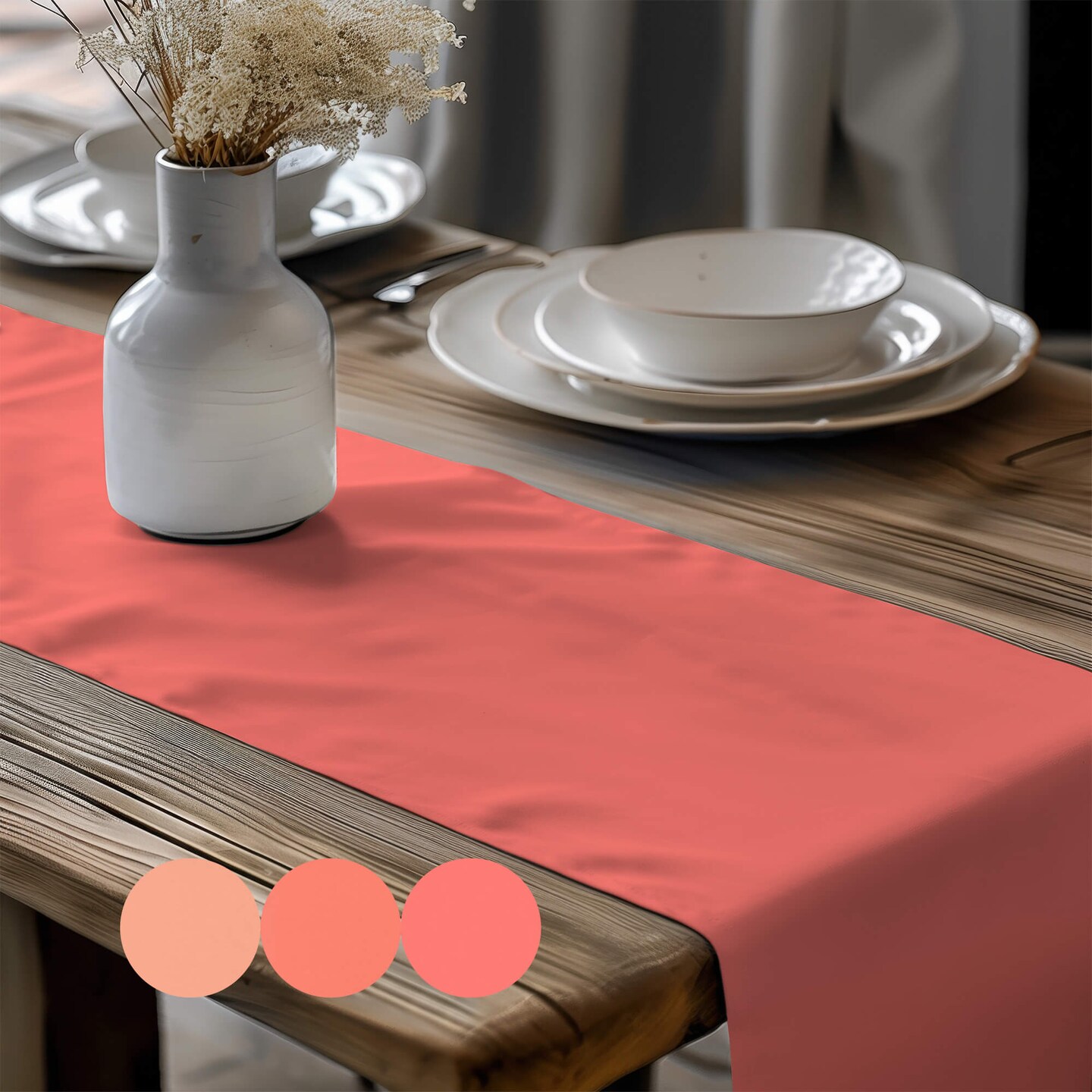 Peach Coral Salmon Table Runners Placemats USA Handmade Modern Contemporary 24 36 48 54 66 72 inches Custom Sizes Swatches product 2