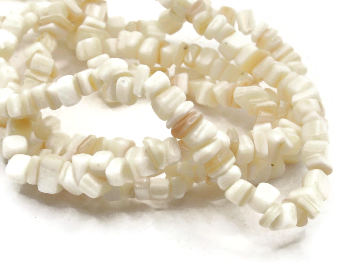 White Shell Bead Chips 36 Inch Strand Beads Dyed Natural Seashell Beads