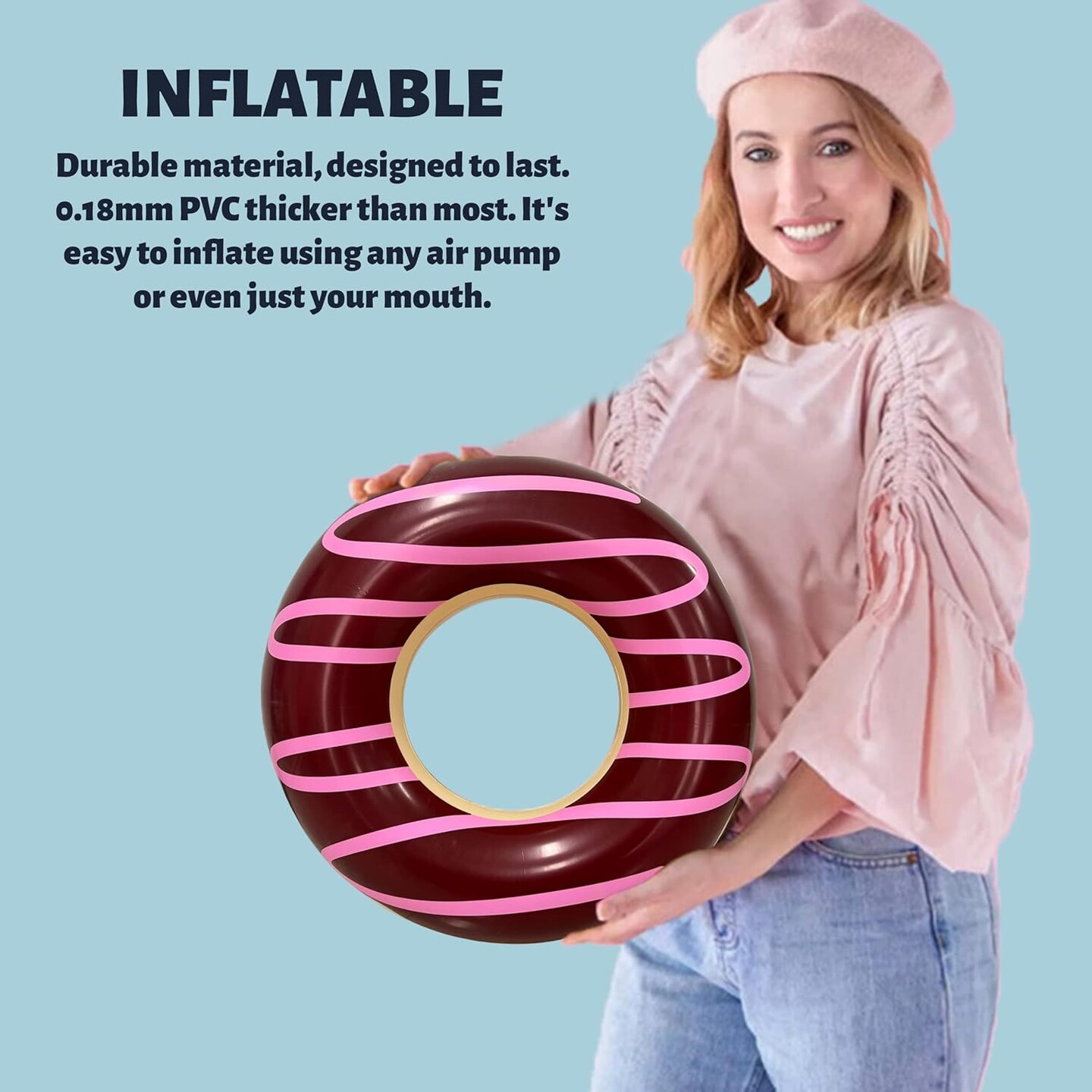 4E&#x27;s Novelty 4 Pack Mini Inflatable Donuts &#x2013; 15&#x22; Blow-up Donut Decor for Donut Party Favors