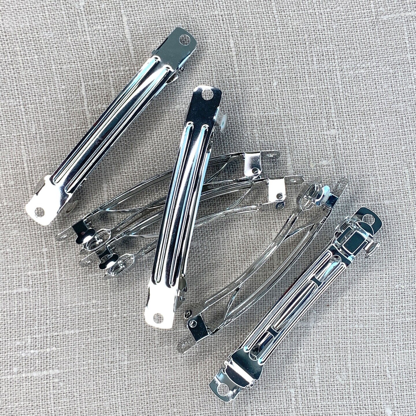 Silver French Barrette Hair Clips 6pc