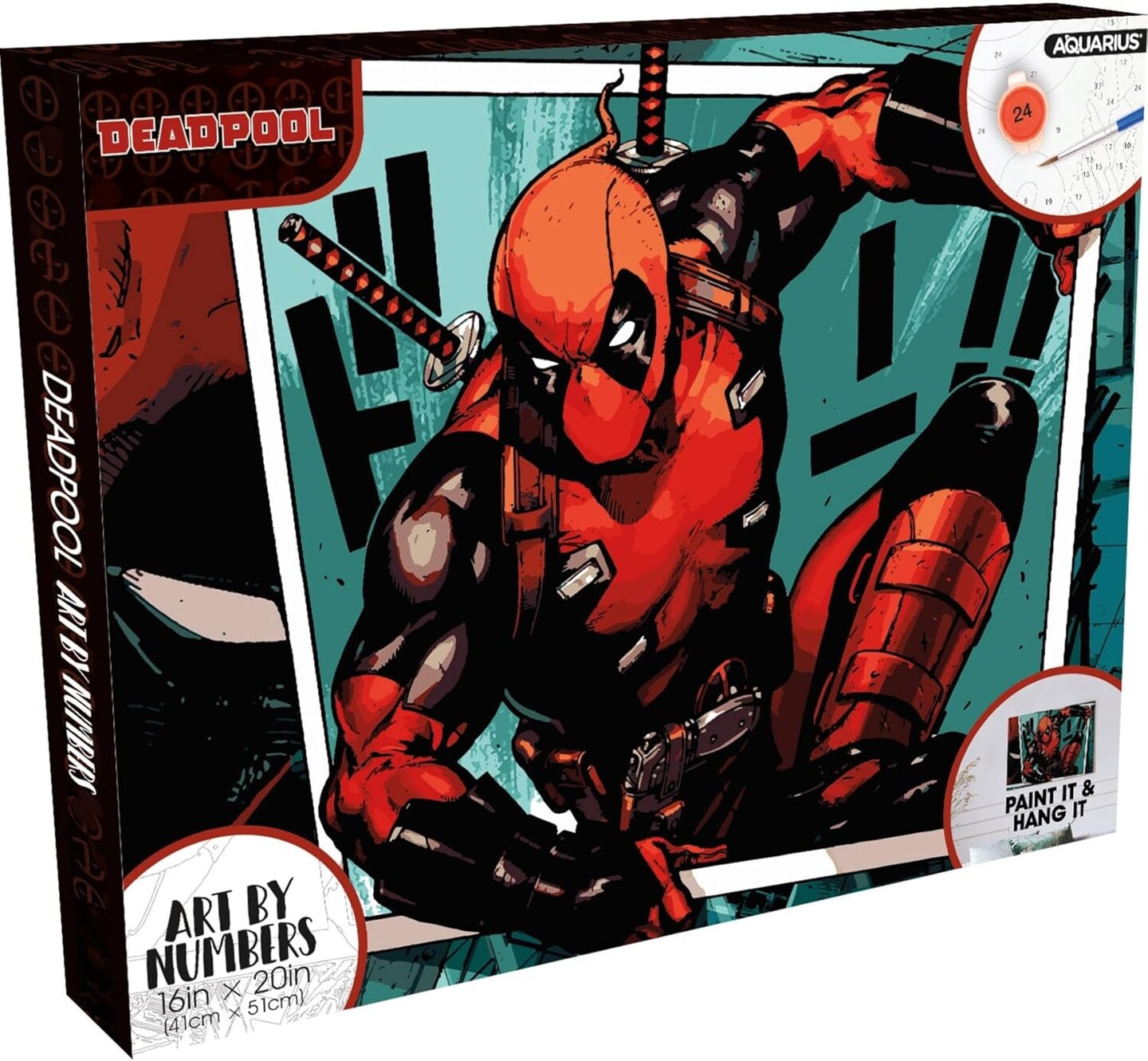 Deadpool Art by Numbers - 16 x 20 inches Marvel Deadpool Themed Paint by Number for Adults &#x26; Kids - DIY Color by Number Paint Kit for Beginner - Officially Licensed