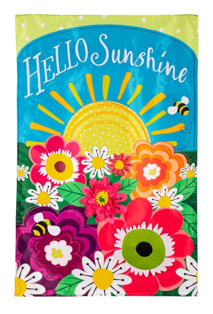 Hello Sunshine Garden Flag Applique 2 Sided