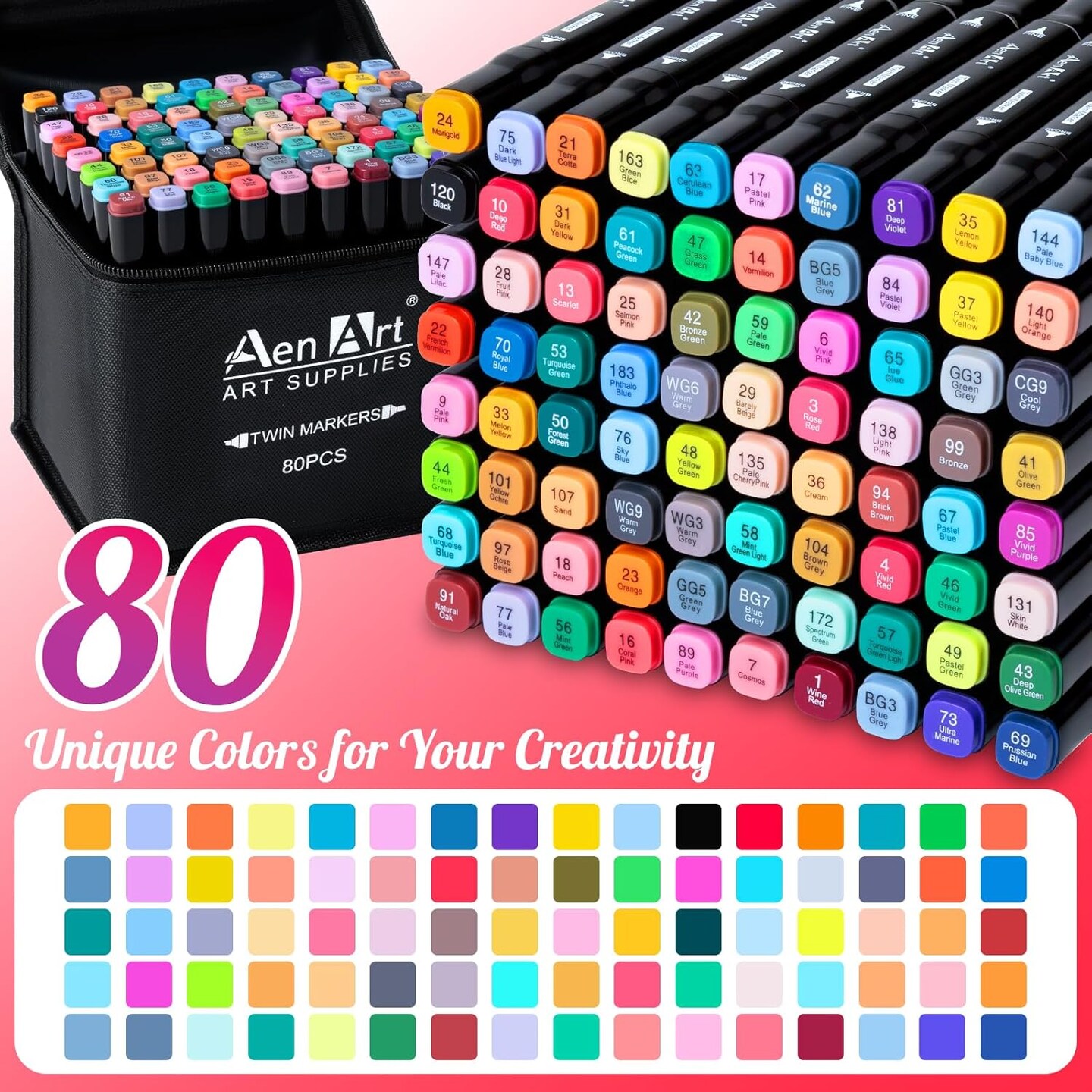 80 Color Dual Tip Art Drawing Markers