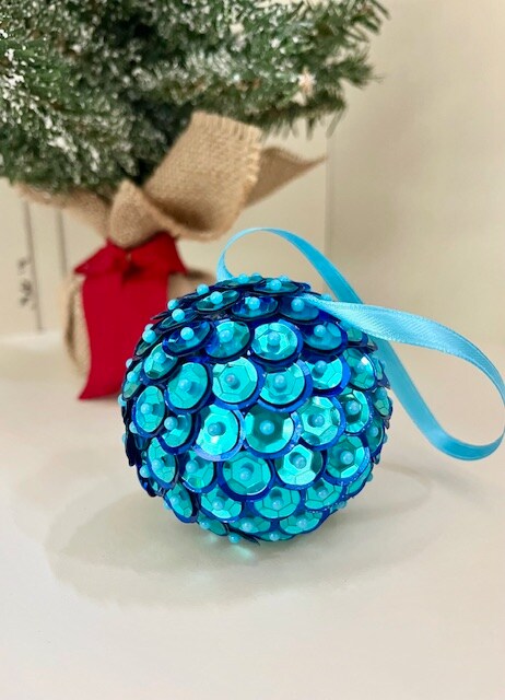 Vintage Style Sequin Christmas Ornament - Handmade Retro Holiday