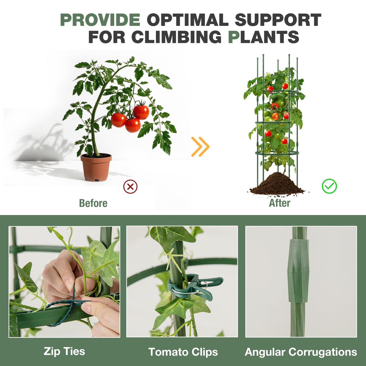 3 Pack Adjustable 60 Inch Plant Support Trellis for Climbing Plants