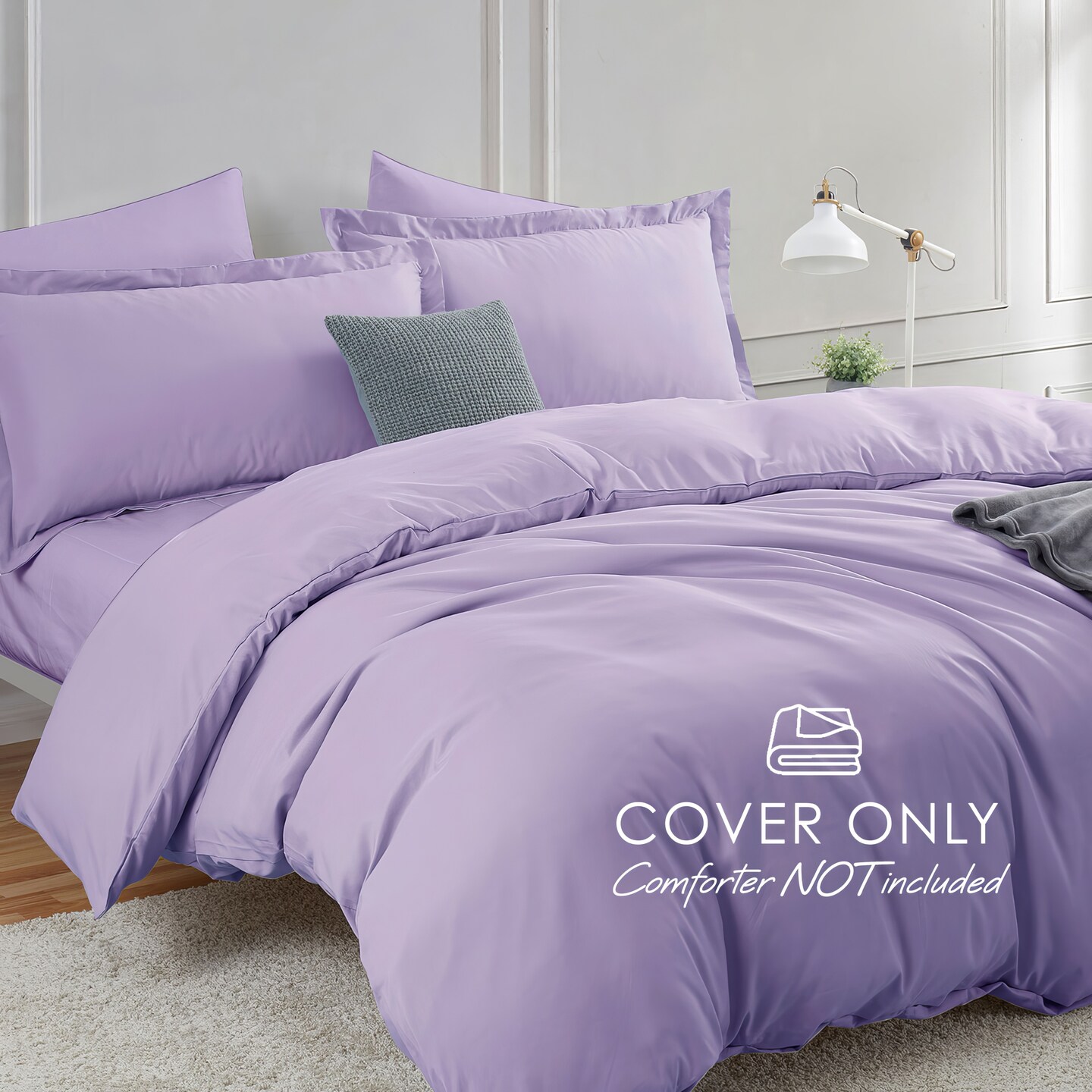 Hearth & Harbor Duvet Cover With Fitted Sheet Soft Double Brushed Bedding Set