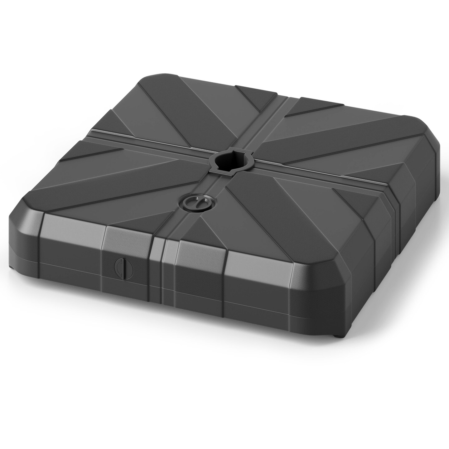 Black Metal Offset Umbrella Base with Cross Bar and Fill Ports