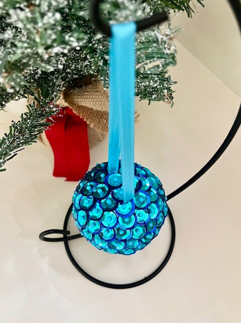 Vintage Style Sequin Christmas Ornament - Handmade Retro Holiday
