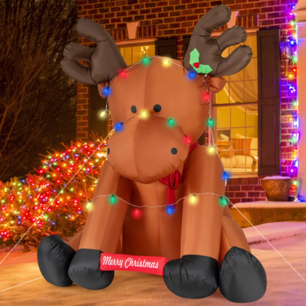 8.5 Feet Tall Christmas Inflatable Reindeer with 24 LED String Lights