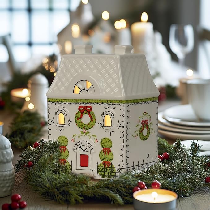 Party Decorations - 6IN Christmas House Décor with Led Lights Decorations Indoor Gift for Women Shelf Table Fireplace Mantel Decor 4 * 2.5 * 6 Inch