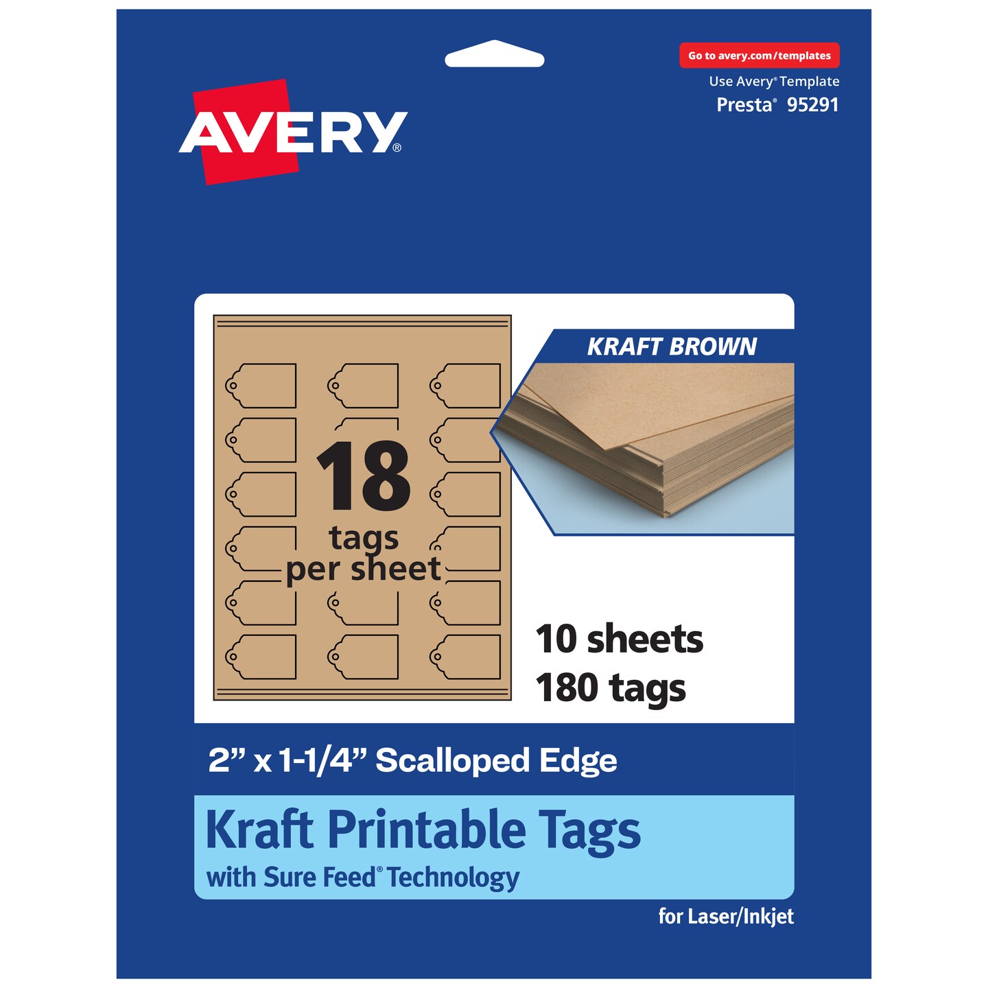 2" x 1-1/4" Rectangle Scalloped Edge, Kraft Brown Printable Tags | Michaels