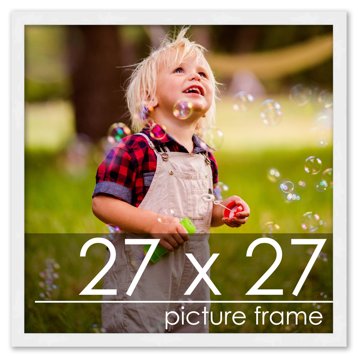 Square Classic Modern White Picture Frame - UV Acrylic, Foam Board Backing, Hanging Hardware