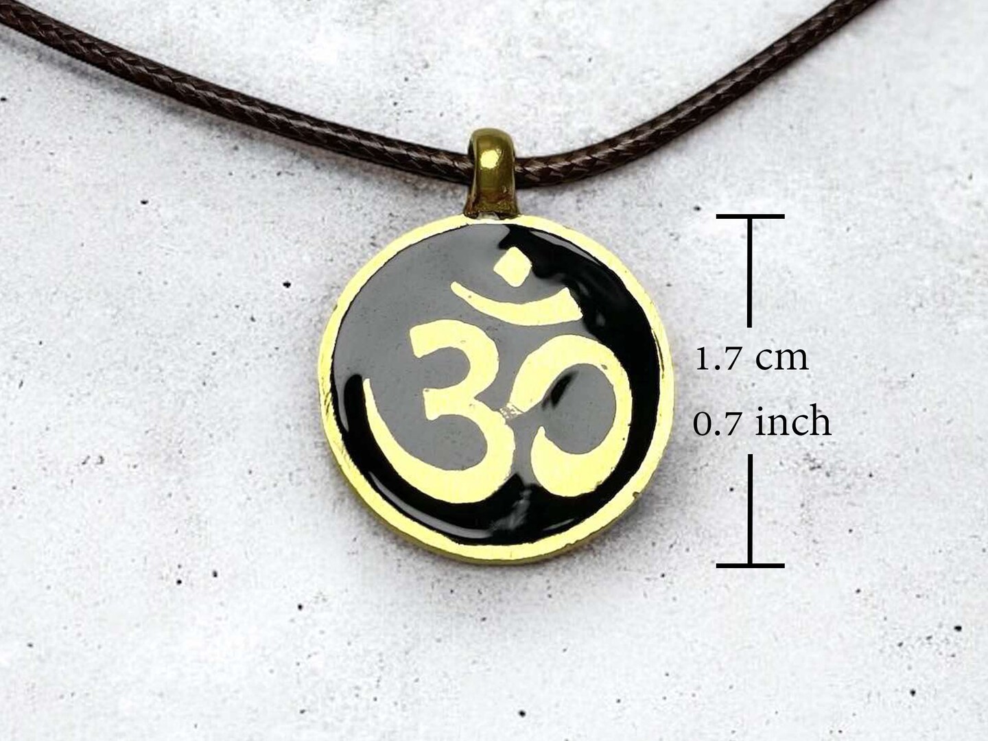 Om Black Gold Spiritual Yoga Ohm Pendant Adjustable Leather Cord