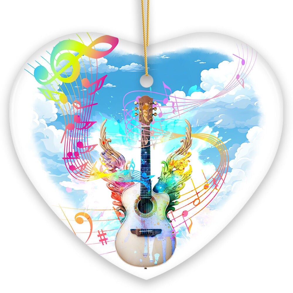 Harmonious Music from a Guitar Ornament, Colorful and Musical Souvenir, Musician Gift