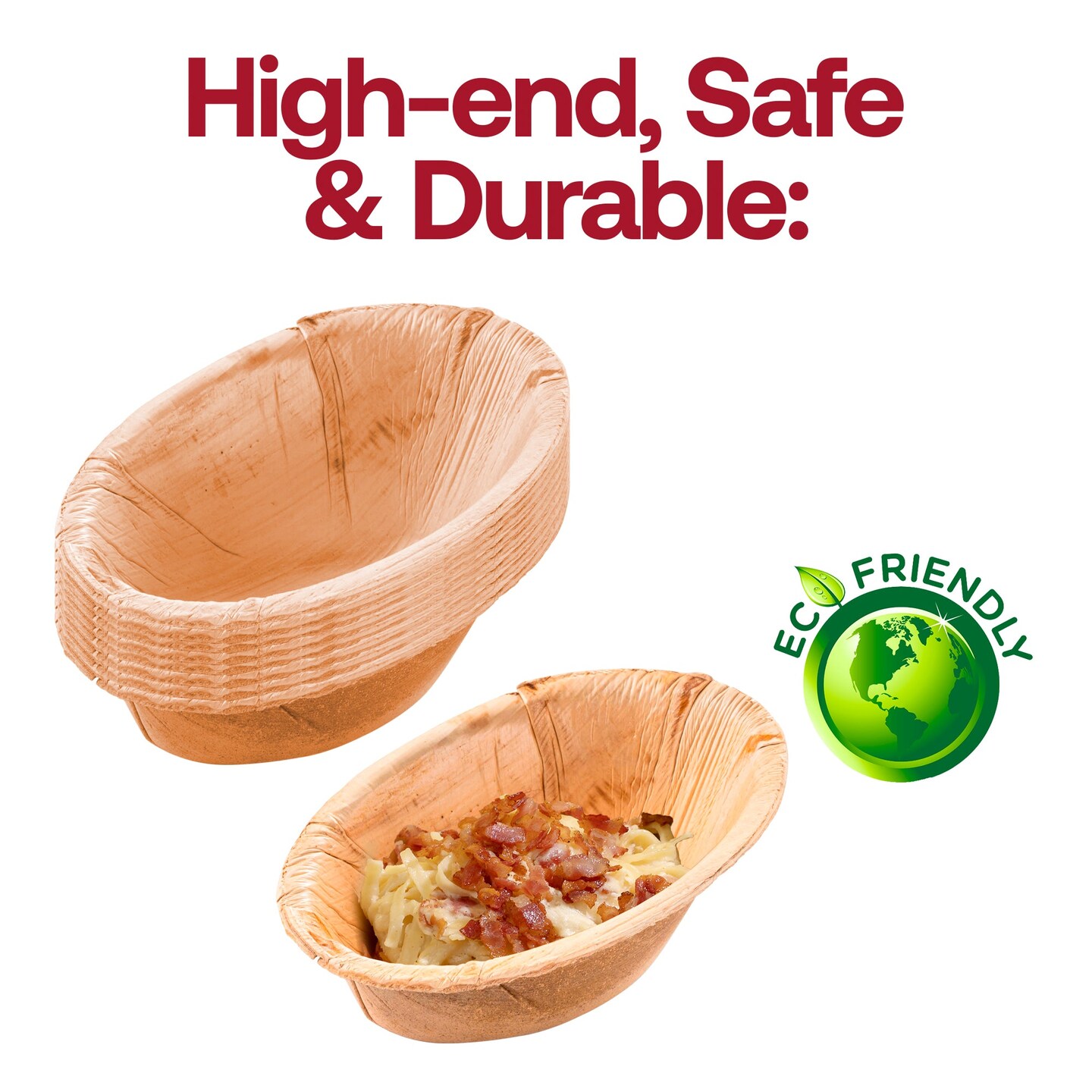 Oval Palm Leaf Eco Friendly Disposable Bowls - 4.5 oz. (100 Bowls)