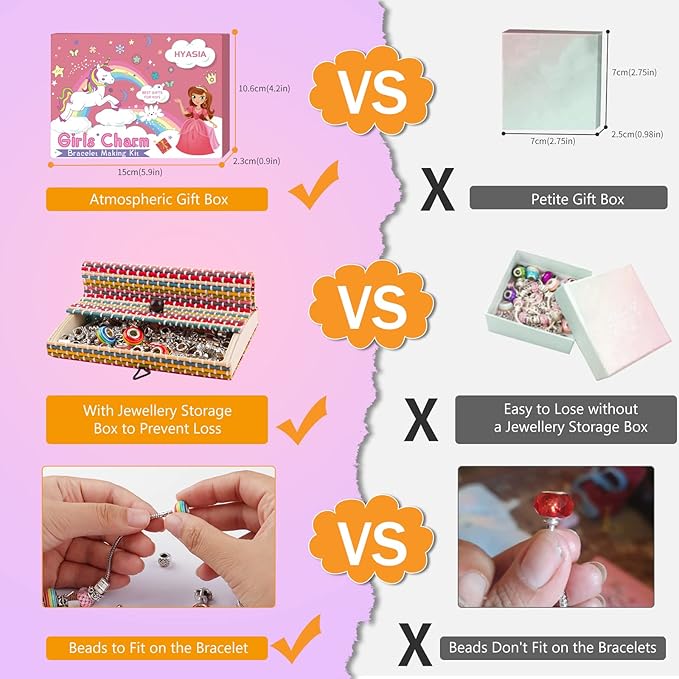 Making Kit - Kids Toys Arts Crafts for Kids Age 6 7 8 9 10+ Year Old, Charm Bracelet Making Supplies Beads, Girl Birthday Party Game Children Christmas Stocking
