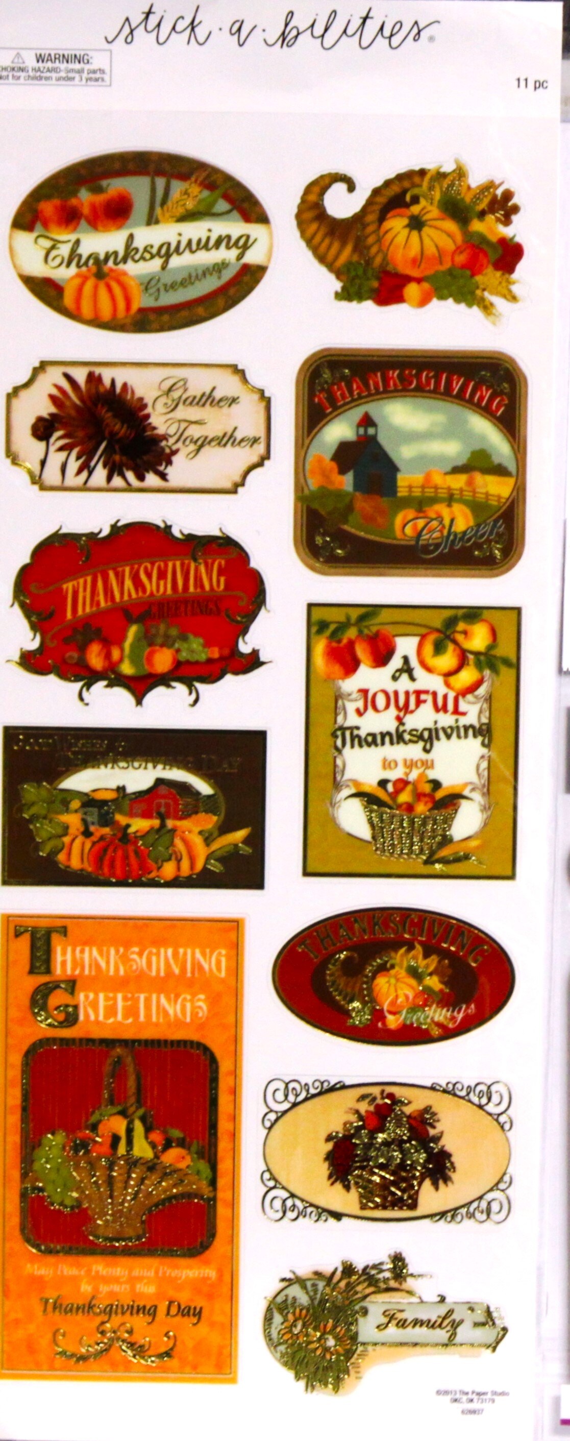 STICKABILITIE Large Thanksgiving Clear Foil Stickers