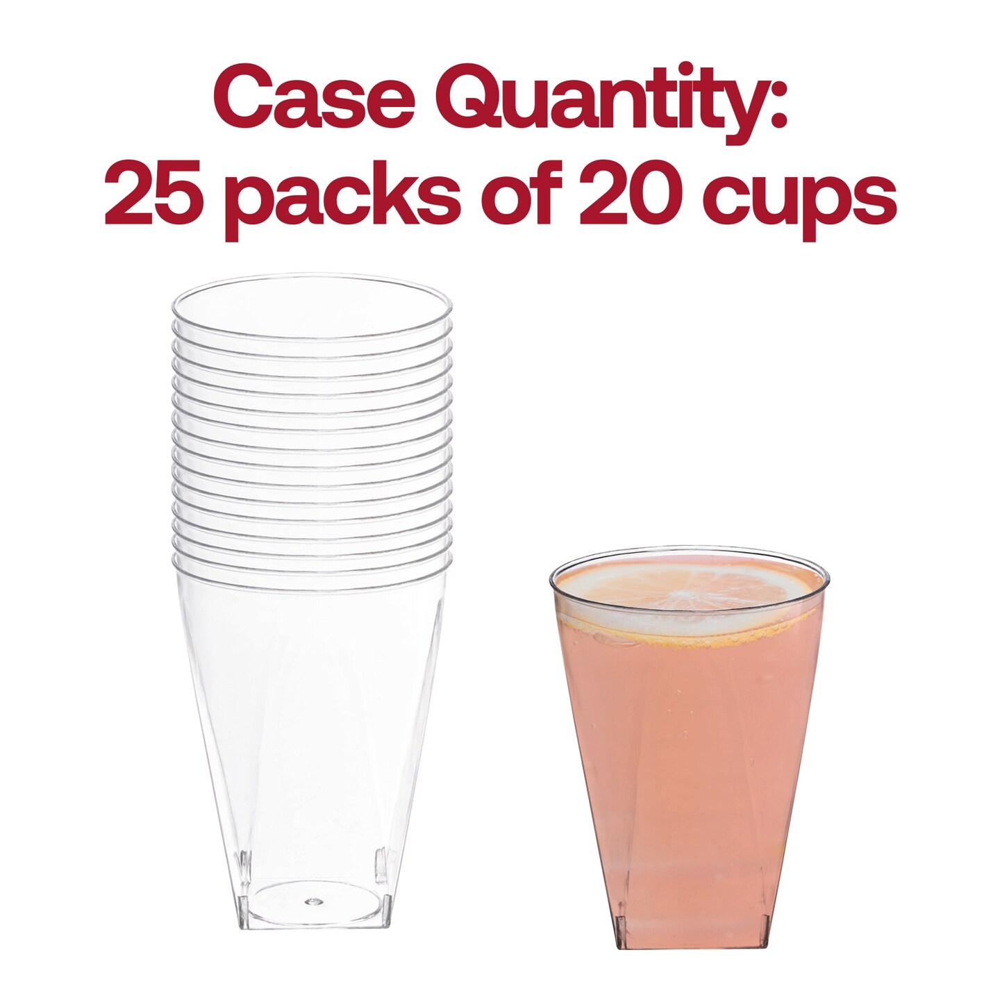 Clear Square Bottom Disposable Plastic Cups - 10 oz. (500 Cups)