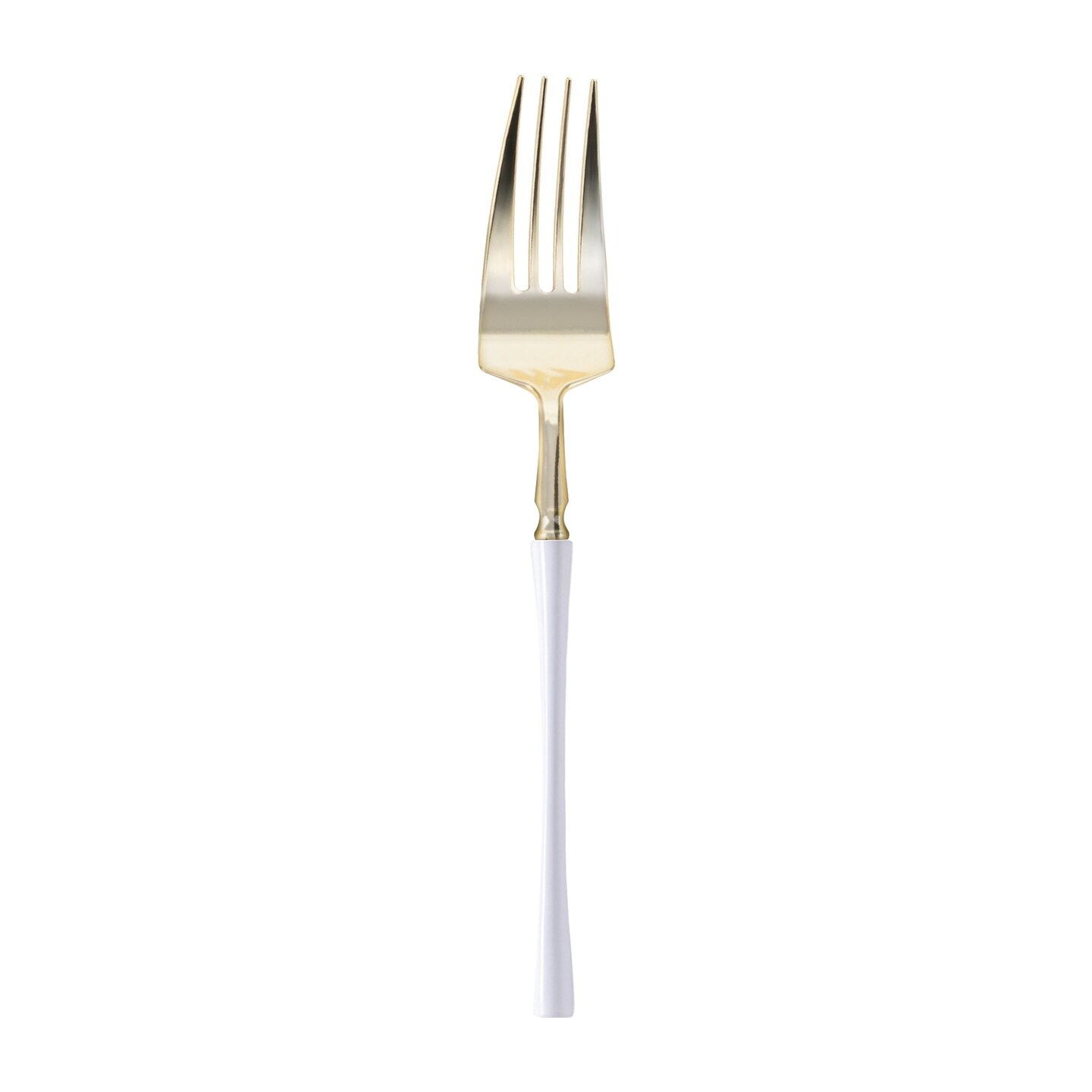 Gold with White Handle Moderno Disposable Plastic Dinner Forks (240 Forks)