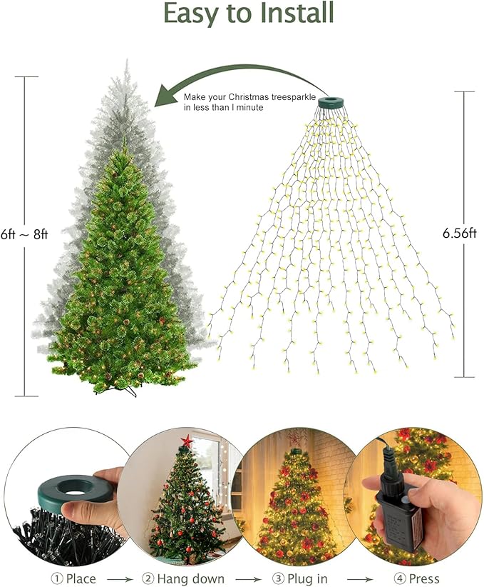 400 LED Christmas Tree Lights Christmas String Lights for Tree Waterproof Christmas Decorations Outdoor Indoor Warm White
